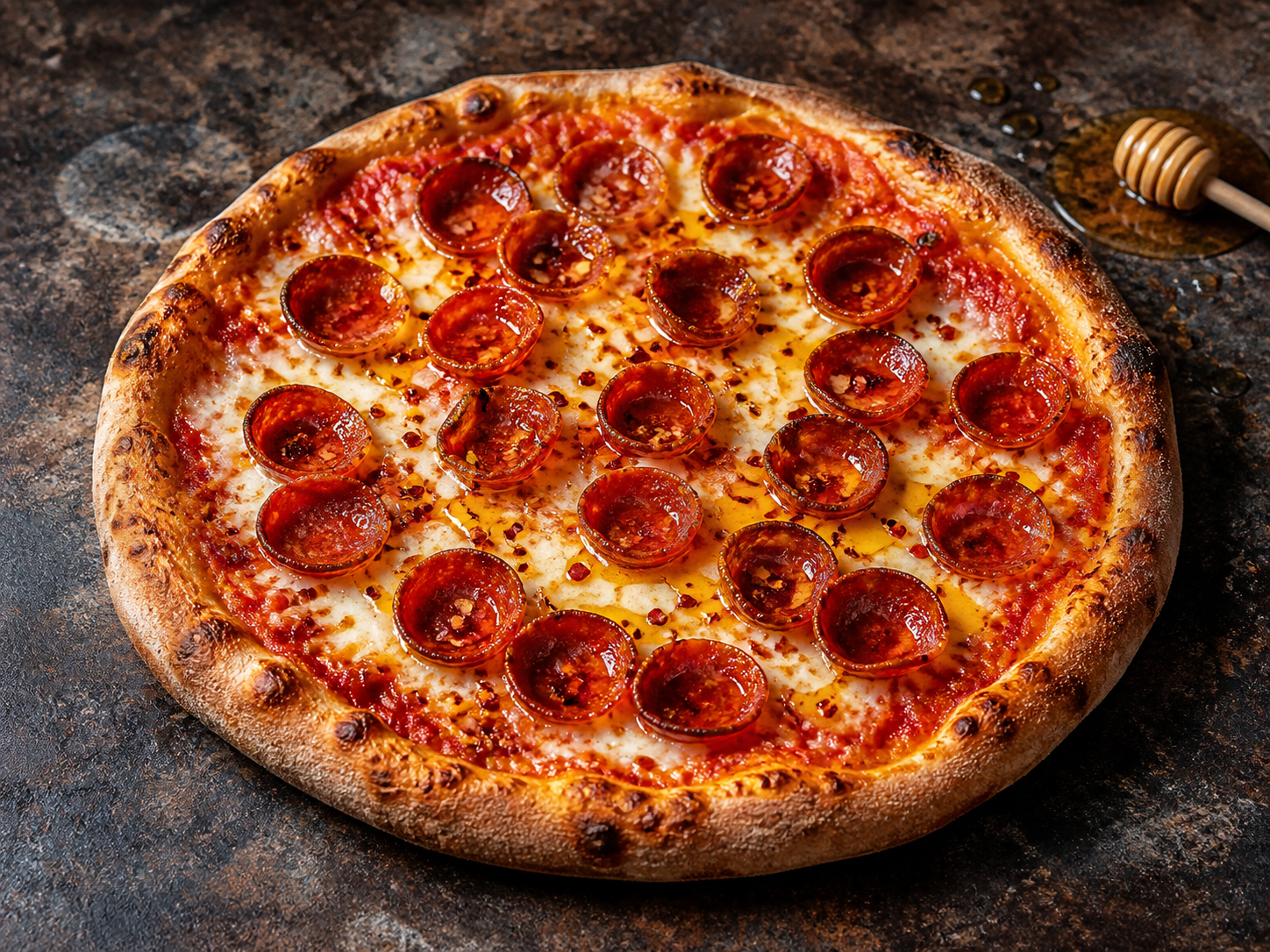 Hot honey pepperoni pizza