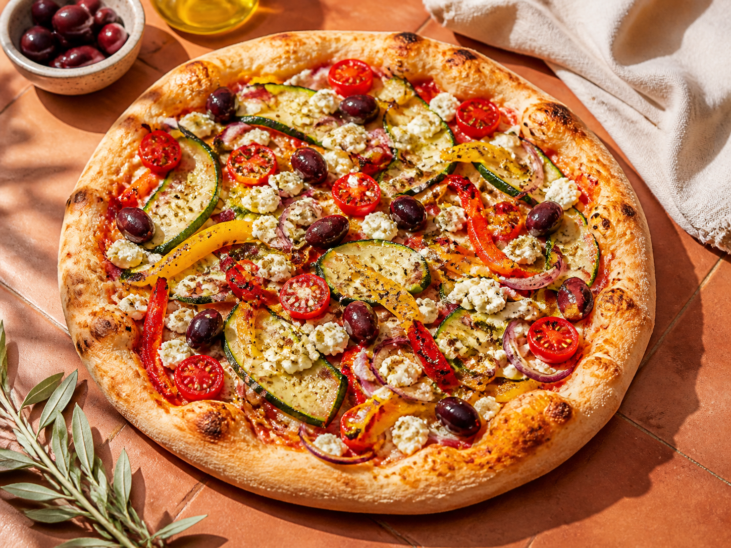 Mediterranean vegetable pizza