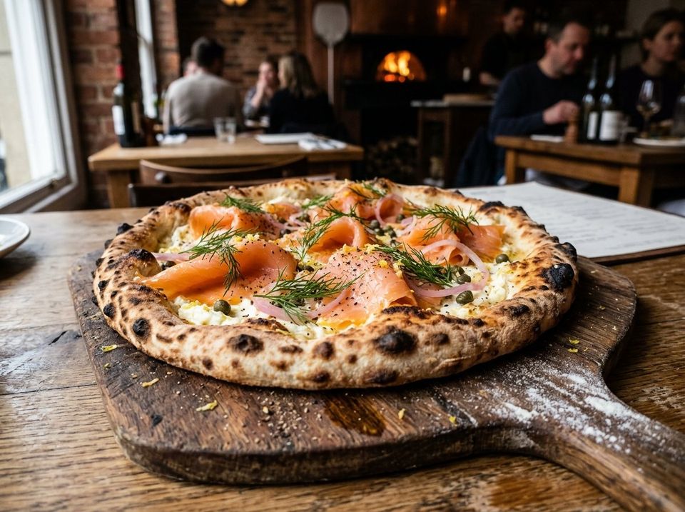 Smoked Salmon, Lemon Mascarpone & Fresh Dill Pizza